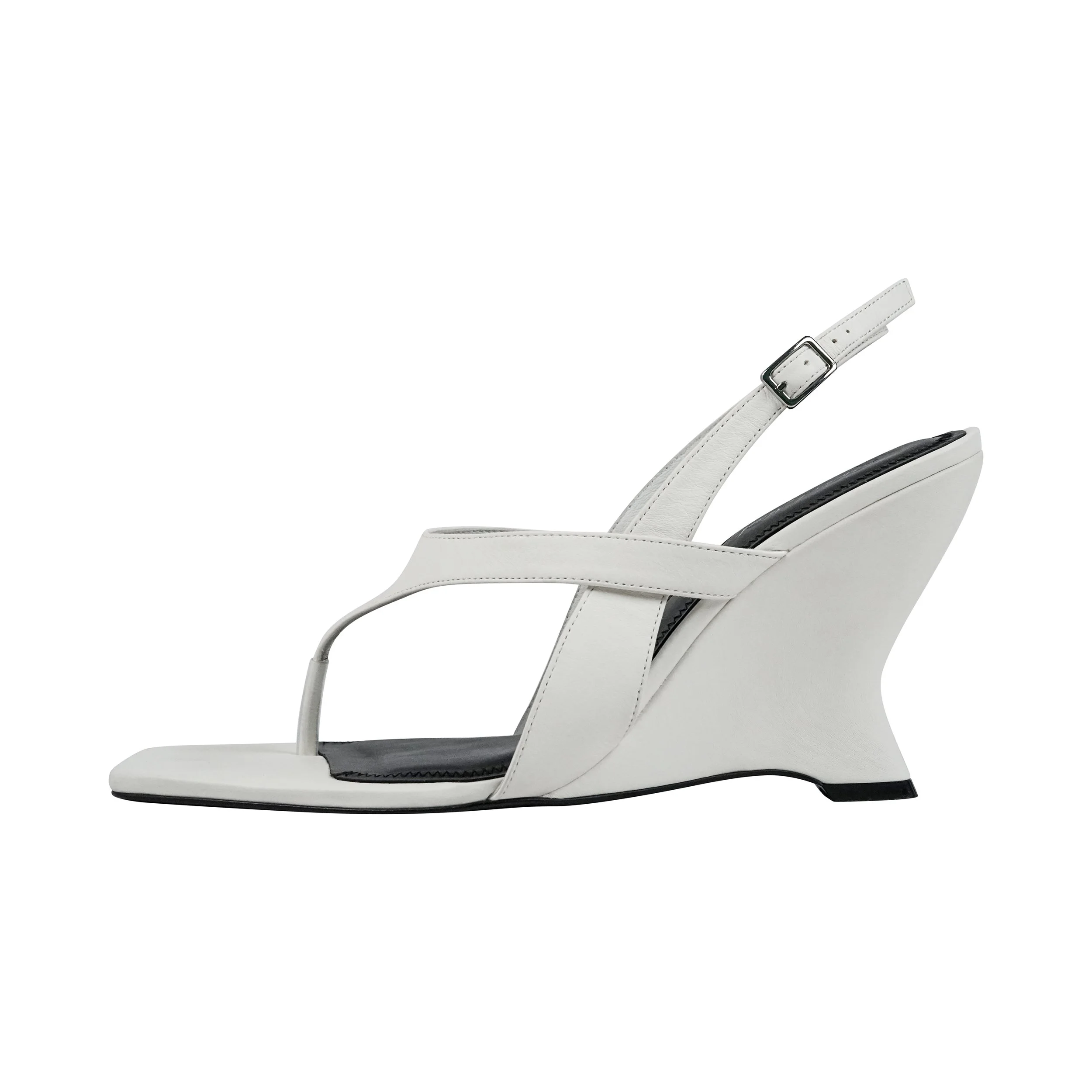 Naomi Sculpted Wedge Sandal in Leather – Extended Sizes 9–14